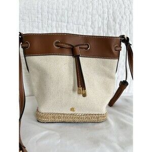 Ralph Lauren Mini Debby Bucket Bag Brown Canvas